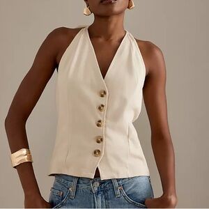 NWT Anthropologie Halter Vest in Neutral. Size Medium
